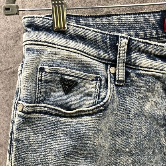 Guess Acid Wash Skinny Jeans Womens 30x32 Blue Stretch Mid Rise Rock Punk - Picture 8 of 14
